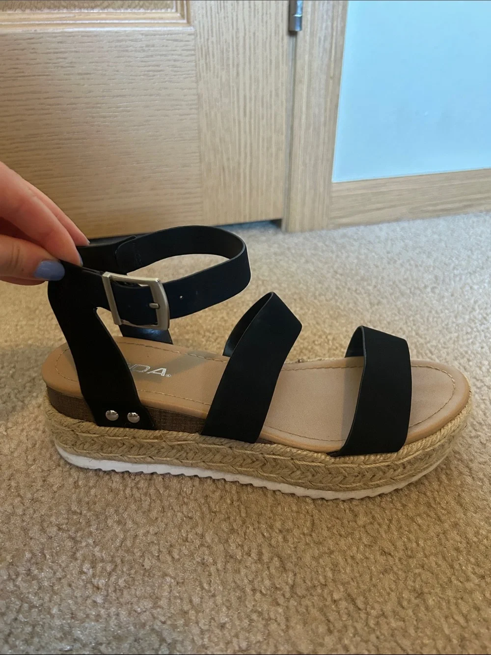 Women's Black Espadrille Platform Sandals